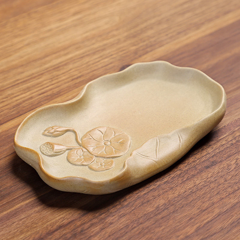 Drip Tray Saucer - Brasilianisches Holz-Hydrokulturpflanzen-Glücksholztablett, grobe Keramik-Untertasse, kreativer Tropffänger